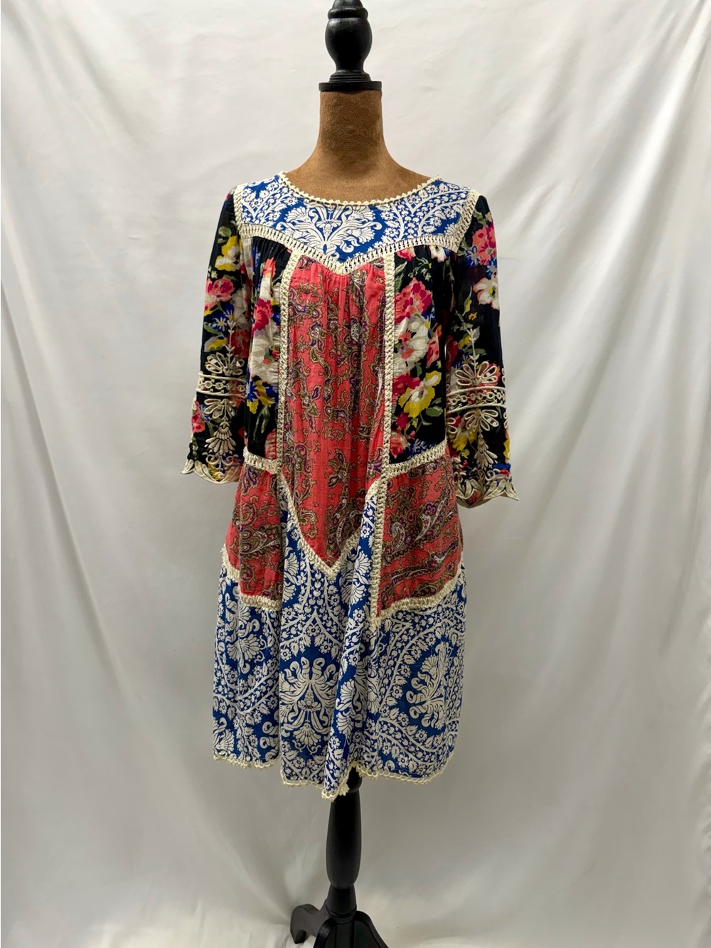 Anthropologie Boho Patchwork Floral Dress Size 2